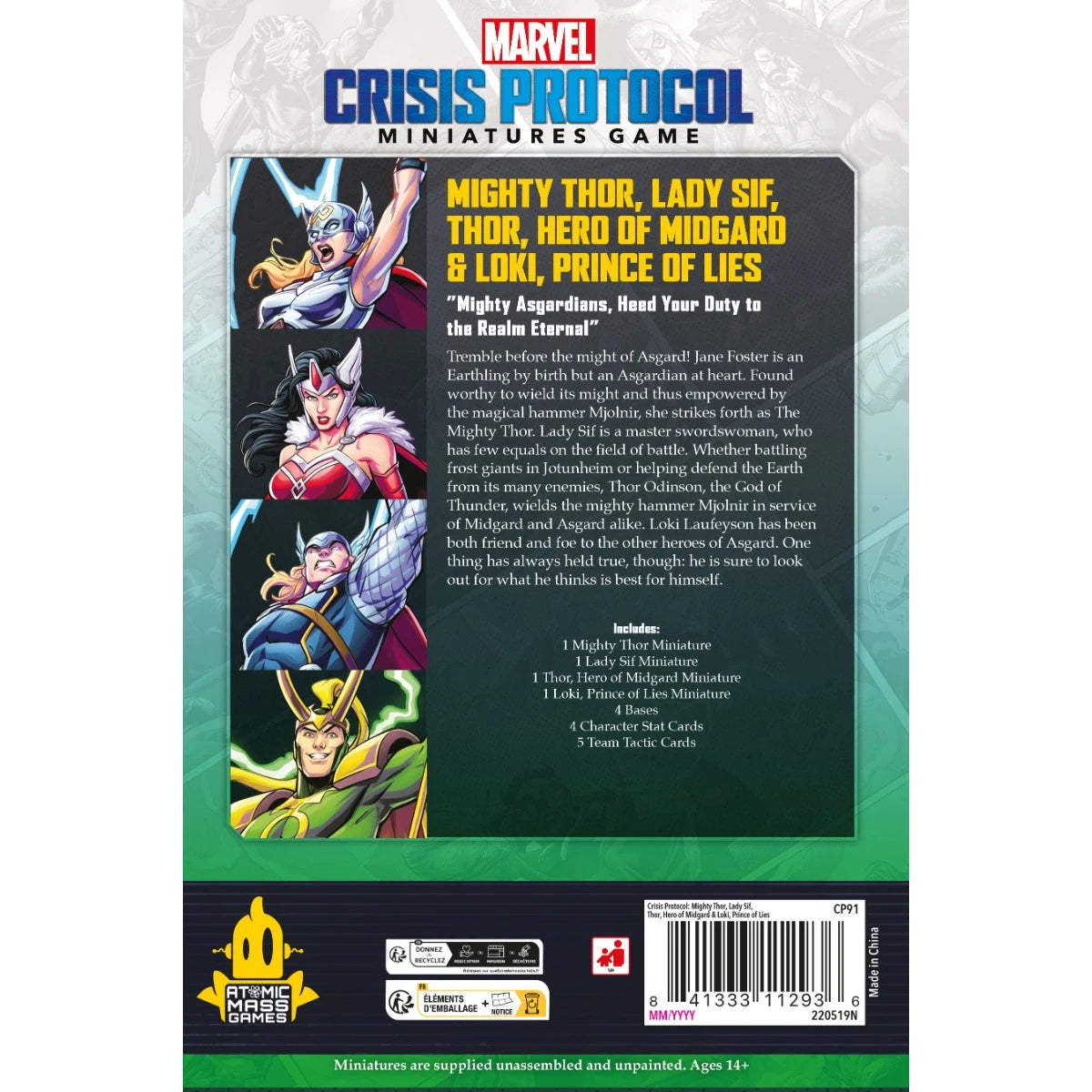 Marvel Crisis Protocol: Mighty Thor, Lady Sif, Thor, Hero of Midgard & Loki - Character Pack